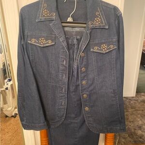 Embroidered Denim Jacket and pants Set